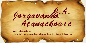Jorgovanka Atanacković vizit kartica